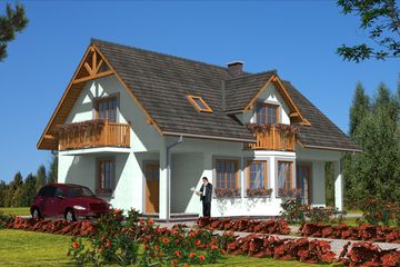  Projekt domu A-144 Dom szkieletowy (BBD1259) - projekt domu parterowego z poddaszem - Zdjęcie 1