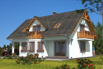  Projekt domu A-144 Dom szkieletowy (BBD1259) - projekt domu parterowego z poddaszem - Zdjęcie 2