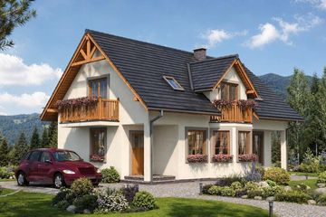 Projekt domu A-144 Dom słoneczna - szkieletowy - parterowy z poddaszem dom o powierzchni 159,40 m², dach dwuspadowy - ujęcie 2