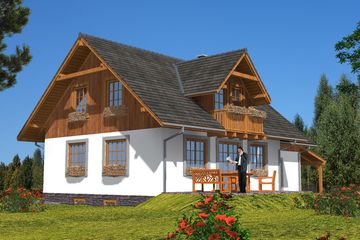  Projekt domu A-143 Dom warszawska szkieletowy (BBD1258) - projekt domu parterowego z poddaszem - Zdjęcie 4