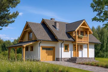  Projekt domu A-143 Dom warszawska szkieletowy (BBD1258) - projekt domu parterowego z poddaszem - Zdjęcie 1