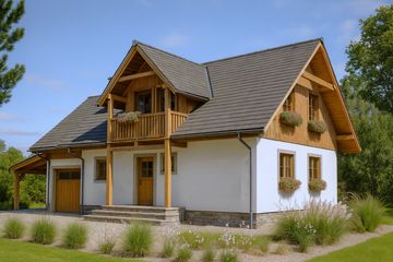  Projekt domu A-143 Dom warszawska szkieletowy (BBD1258) - projekt domu parterowego z poddaszem - Zdjęcie 2