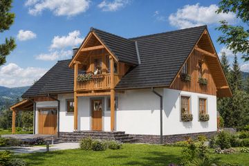  Projekt domu A-143 Dom warszawska szkieletowy (BBD1258) - projekt domu parterowego z poddaszem - Zdjęcie 2