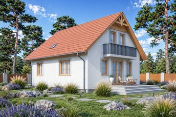 Projekt domu Domek Prosty ES (009 ES) - parterowy z poddaszem dom o powierzchni 113,74 m², dach dwuspadowy - ujęcie 2