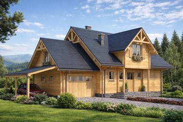  Projekt domu A-143 Dom warszawska z bali (BBD1260) - projekt domu parterowego z poddaszem - Zdjęcie 1