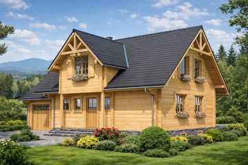  Projekt domu A-143 Dom warszawska z bali (BBD1260) - projekt domu parterowego z poddaszem - Zdjęcie 2