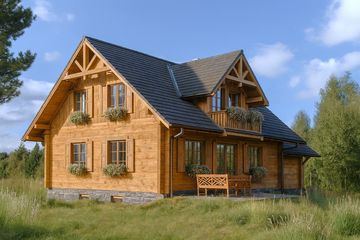  Projekt domu A-143 Dom warszawska z bali (BBD1260) - projekt domu parterowego z poddaszem - Zdjęcie 2