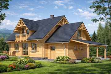  Projekt domu A-143 Dom warszawska z bali (BBD1260) - projekt domu parterowego z poddaszem - Zdjęcie 3