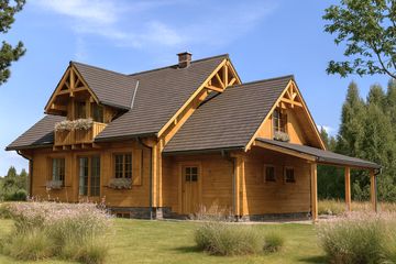  Projekt domu A-143 Dom warszawska z bali (BBD1260) - projekt domu parterowego z poddaszem - Zdjęcie 3