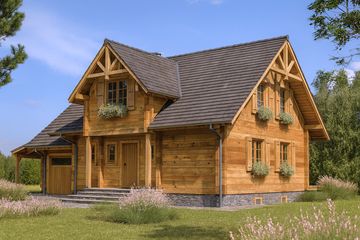  Projekt domu A-143 Dom warszawska z bali (BBD1260) - projekt domu parterowego z poddaszem - Zdjęcie 4