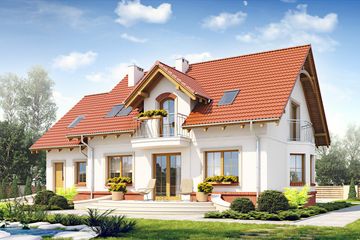 Projekt domu Dla Ciebie 1 w2 z garażem 1-st. [A] - parterowy z poddaszem dom o powierzchni 134,80 m², dach dwuspadowy - ujęcie 2