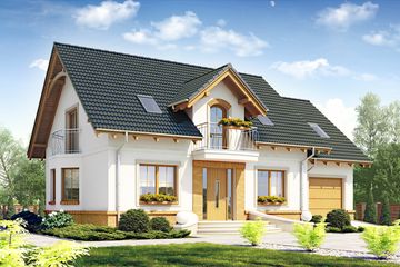 Projekt domu Dla Ciebie 1 w2 z garażem 1-st. [A] - parterowy z poddaszem dom o powierzchni 134,80 m², dach dwuspadowy - ujęcie 3
