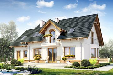 Projekt domu Dla Ciebie 1 w2 z garażem 1-st. [A] - parterowy z poddaszem dom o powierzchni 134,80 m², dach dwuspadowy - ujęcie 4