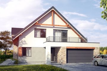  Projekt domu Rigidus I G2 (SLS1093) - projekt domu parterowego z poddaszem - Zdjęcie 1