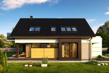  Projekt domu HG-I22 (KRM1095) - projekt domu parterowego z poddaszem - Zdjęcie 1