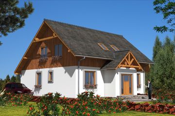  Projekt domu A-145 Dom miodowa szkieletowy (BBD1261) - projekt domu parterowego z poddaszem - Zdjęcie 3