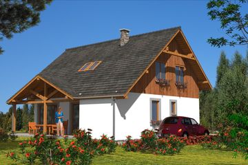  Projekt domu A-145 Dom miodowa szkieletowy (BBD1261) - projekt domu parterowego z poddaszem - Zdjęcie 4