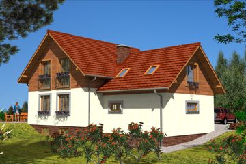  Projekt domu A-147 Dom szkieletowy (BBD1264) - projekt domu parterowego z poddaszem - Zdjęcie 2