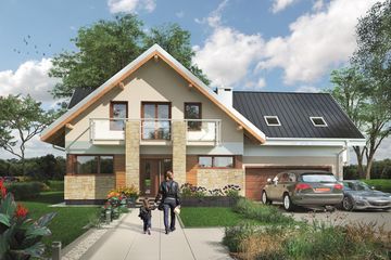  Projekt domu Kaja Muza (1591) (KRD2742) - projekt domu parterowego z poddaszem - Zdjęcie 1