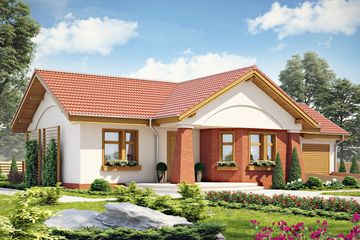  Projekt domu Skowronek styl z garażem 1-st. [A] (WRF1741) - projekt domu parterowego - Zdjęcie 1