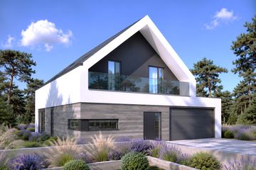 Projekt domu N-182 - parterowy z poddaszem dom o powierzchni 168,36 m², dach dwuspadowy, koszt budowy 423 000 zł - ujęcie frontu