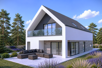 Projekt domu N-182 - parterowy z poddaszem dom o powierzchni 168,36 m², dach dwuspadowy - ujęcie 2