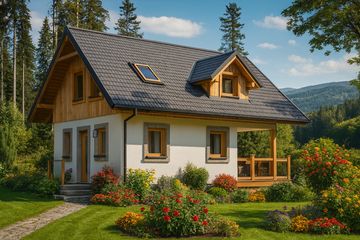  Projekt domu A-146 Dom dębowa szkieletowy (BBD1263) - projekt domu parterowego z poddaszem - Zdjęcie 3