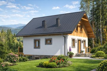  Projekt domu A-146 Dom dębowa szkieletowy (BBD1263) - projekt domu parterowego z poddaszem - Zdjęcie 4