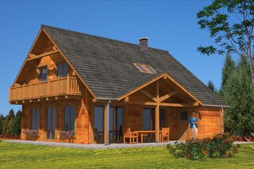  Projekt domu A-145 Dom z bali (BBD1262) - projekt domu parterowego z poddaszem - Zdjęcie 1