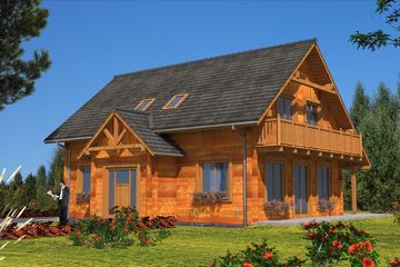  Projekt domu A-145 Dom z bali (BBD1262) - projekt domu parterowego z poddaszem - Zdjęcie 2