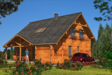  Projekt domu A-145 Dom z bali (BBD1262) - projekt domu parterowego z poddaszem - Zdjęcie 3