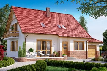  Projekt domu BW-54 front południowy (JGC1174) - projekt domu parterowego z poddaszem - Zdjęcie 1