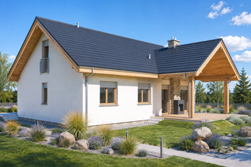 Projekt domu Simon G1 (mały) energo - parterowy dom o powierzchni 97,97 m², dach dwuspadowy - ujęcie 3