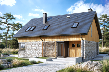 Projekt domu Nikolas energo - parterowy z poddaszem dom o powierzchni 127,41 m², dach dwuspadowy - ujęcie 3
