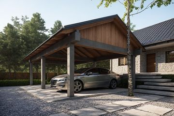  Projekt wiaty garażowej G343 - Wiata żelbetowa (PRA1368) - projekt wiaty parterowego - Zdjęcie 1