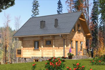  Projekt domu A-146 Dom dębowa z bali (BBD1265) - projekt domu parterowego z poddaszem - Zdjęcie 5