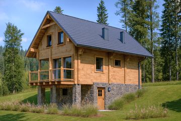  Projekt domu A-146 Dom dębowa z bali (BBD1265) - projekt domu parterowego z poddaszem - Zdjęcie 2