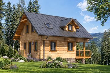  Projekt domu A-146 Dom dębowa z bali (BBD1265) - projekt domu parterowego z poddaszem - Zdjęcie 3