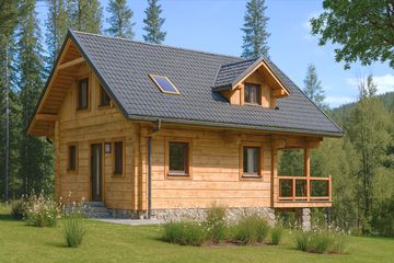  Projekt domu A-146 Dom dębowa z bali (BBD1265) - projekt domu parterowego z poddaszem - Zdjęcie 3