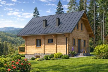  Projekt domu A-146 Dom dębowa z bali (BBD1265) - projekt domu parterowego z poddaszem - Zdjęcie 4