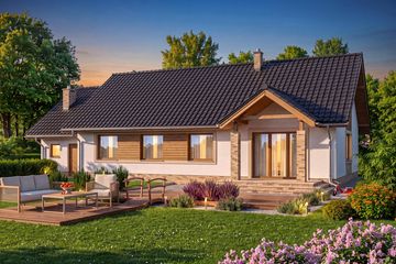 Projekt domu Mokka 7 - parterowy dom o powierzchni 117,71 m², dach dwuspadowy - ujęcie 4