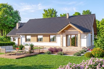 Projekt domu Mokka 7 - parterowy dom o powierzchni 117,71 m², dach dwuspadowy - ujęcie 2