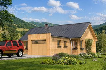 Projekt domu A-140 Dom sarnia - z bali - parterowy dom o powierzchni 87 m², dach dwuspadowy - ujęcie 2