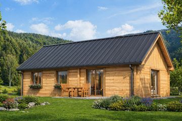 Projekt domu A-140 Dom sarnia - z bali - parterowy dom o powierzchni 87 m², dach dwuspadowy - ujęcie 3