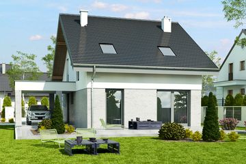  Projekt domu Agat z wiatą [A] (WRF1944) - projekt domu parterowego z poddaszem - Zdjęcie 2