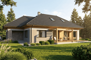 Projekt domu Alaris II G2 - parterowy z poddaszem dom o powierzchni 123,88 m², dach wielospadowy - ujęcie 2