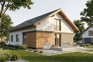 Projekt domu Rectus II - parterowy z poddaszem dom o powierzchni 144,28 m², dach dwuspadowy - ujęcie 2