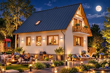 Projekt domu BW-32 wariant 5 podpiwniczony - parterowy z poddaszem dom o powierzchni 114,20 m², dach dwuspadowy - ujęcie 4