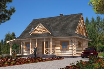  Projekt domu A-149 Dom z bali (BBD1269) - projekt domu parterowego z poddaszem - Zdjęcie 1