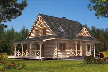  Projekt domu A-149 Dom z bali (BBD1269) - projekt domu parterowego z poddaszem - Zdjęcie 3